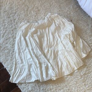 Free People White Pleated A-Line Midi Skirt